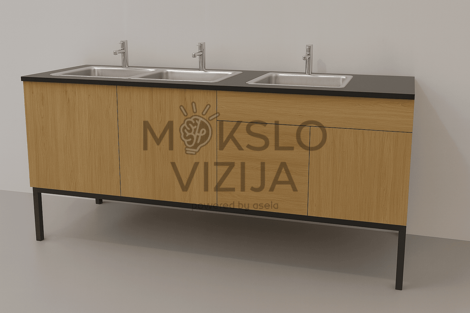 Spintelė su 3 plautuvėm vizualizacija