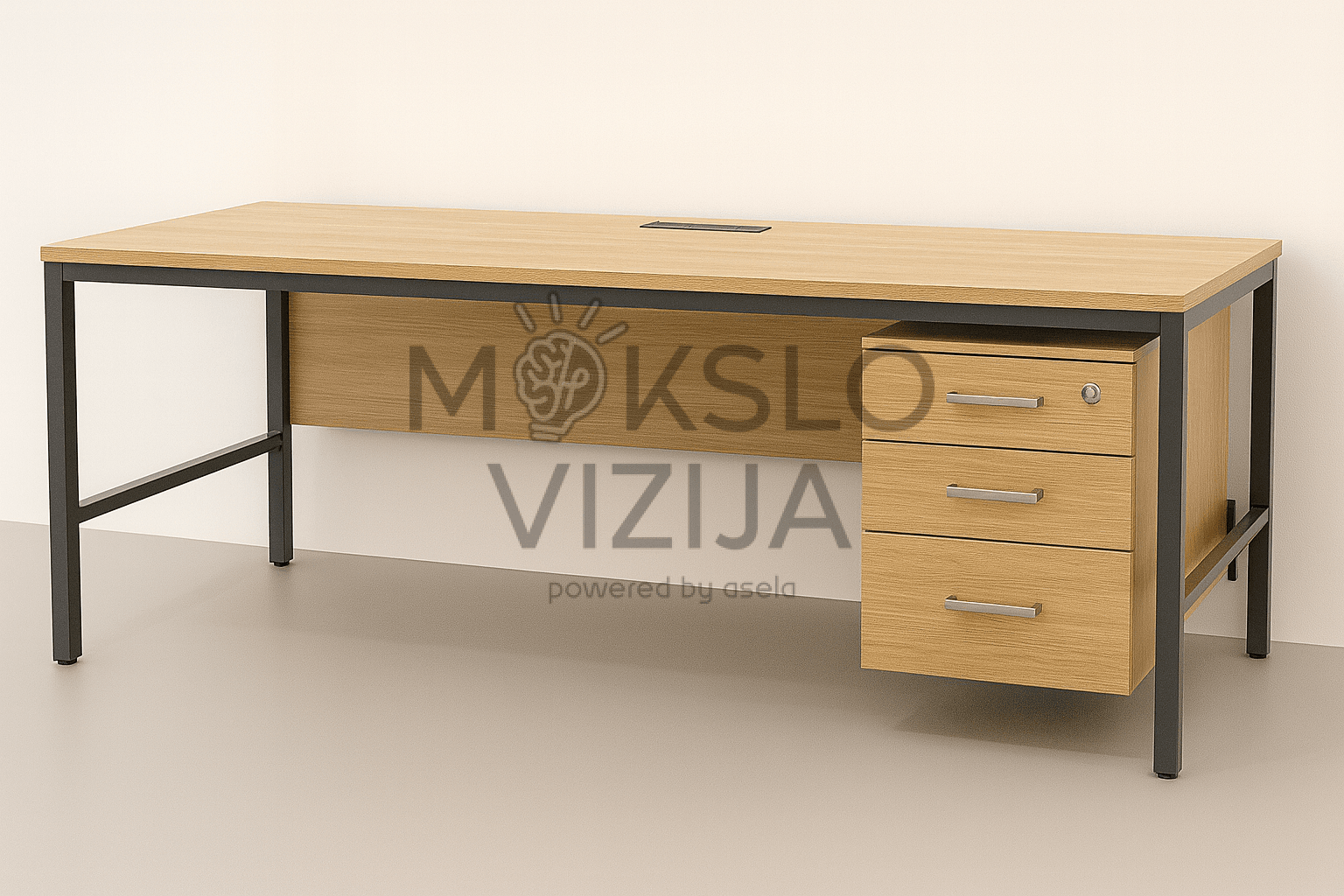 Mokytojo darbo stalas 290cm vizualizacija