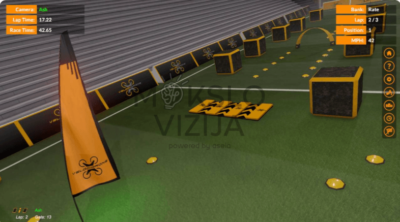 FPV akiniai su antenomis realaus laiko vaizdo transliacijai pilotuojant droną