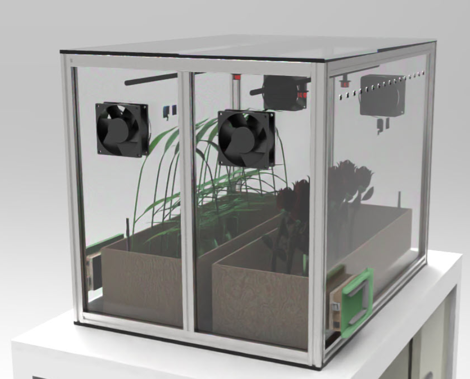 DL GREEN-STEM Smart Greenhouse išmanus edukacinis šiltnamis, dviejų zonų konstrukcija, integruoti ventiliatoriai, auginimo konteineriai.