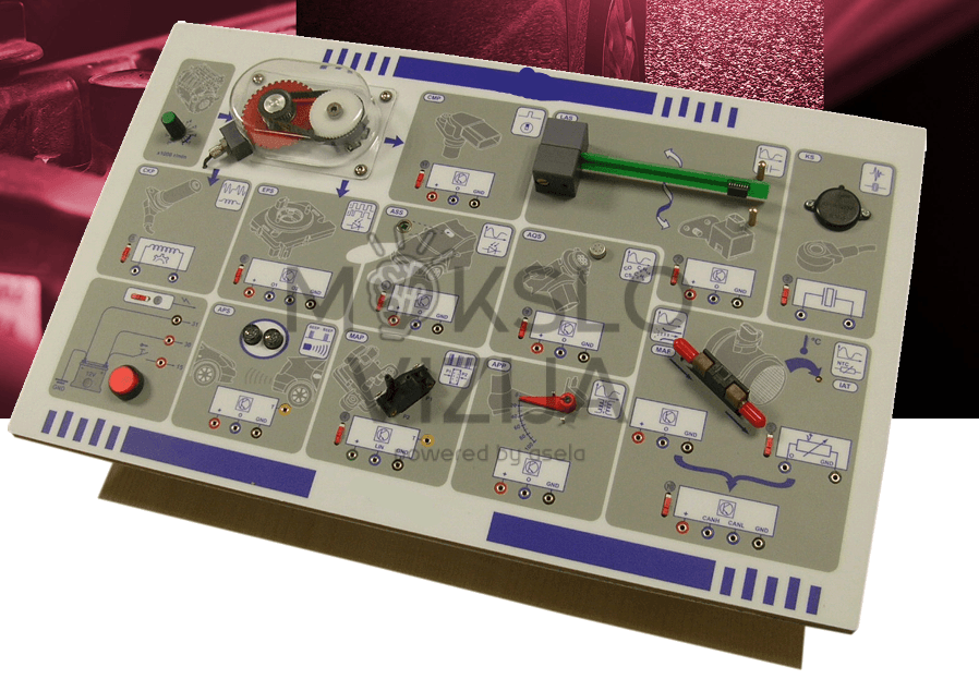 ADA 303 mokymo stendo komplektas su kabeliais, priedais ir mokymo medžiaga automobilių jutiklių diagnostikai