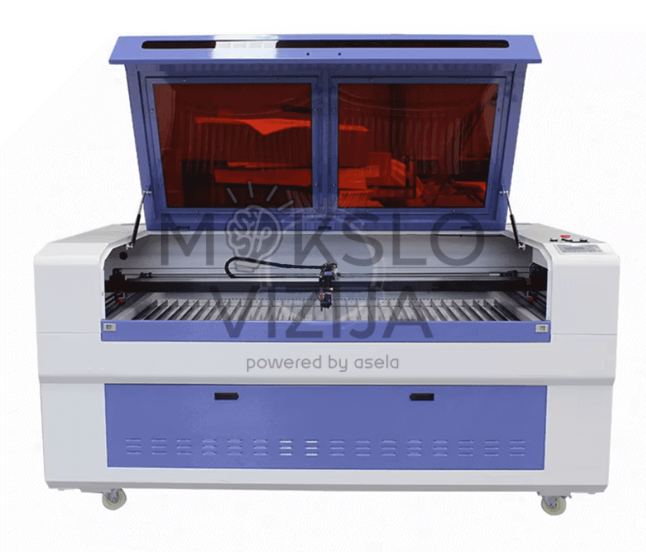 Acctek AKJ1610 uždaro tipo CO₂ lazerinės pjovimo ir graviravimo staklės su atidarytu dangčiu