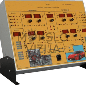 DL CANOPEN CANopen protokolo mokymo stendas su skaitmeniniais indikatoriais, valdikliais ir jungtimis laboratoriniams bandymams.
