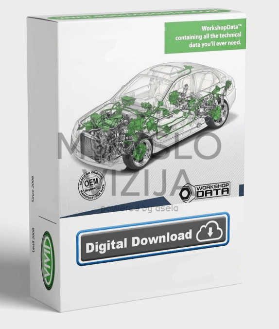 HaynesPro Smart Pack WorkshopData pakuotė su užrašu Digital Download ir automobilio techninės schemos iliustracija.