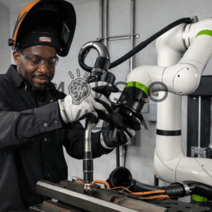 Suvirinimo robotas su stotele