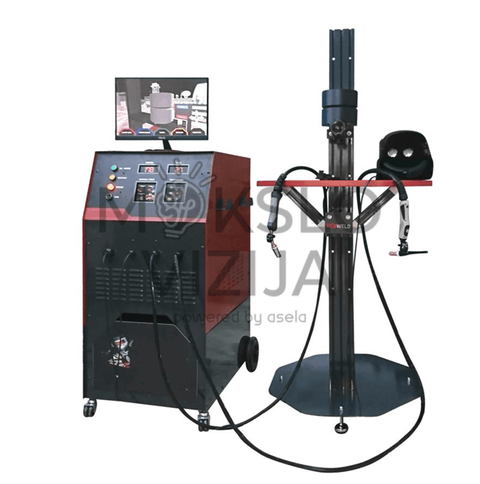 Virtualios realybės suvirinimo simuliatorius su mokymo stotele, suvirinimo degikliais ir VR kauke, skirtas profesinio rengimo centrams.