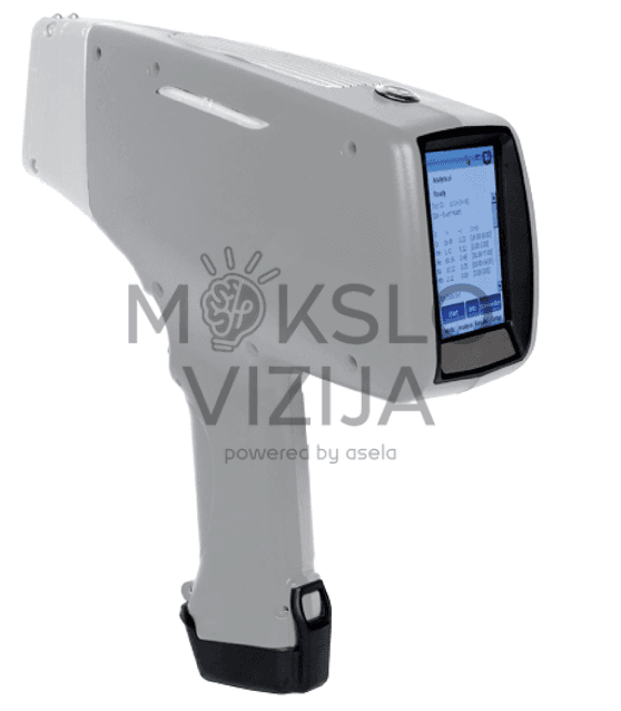HSM-A310 rankinis XRF analizatorius metalų ir lydinių elementinei sudėčiai nustatyti pramonėje ir kokybės kontrolėje.