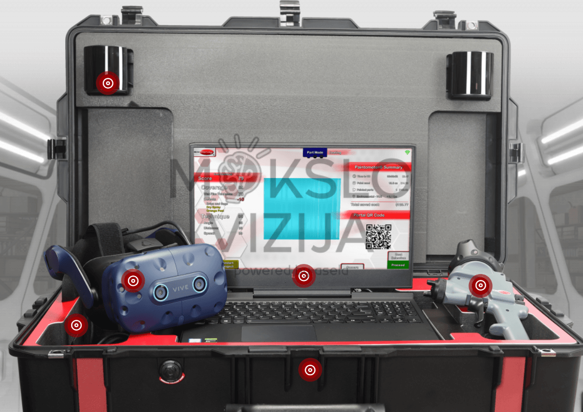 SimSpray GO virtualios realybės dažymo simuliatoriaus komplektas su VR įranga
