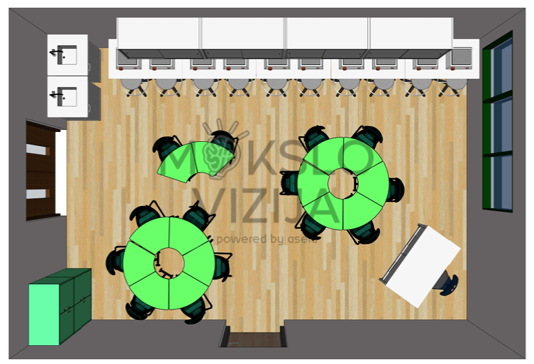 STEAM klasė pilnai įrengta su pilna komplektacija