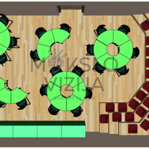 Pilnai sukomplektuotas, suprojektuotas kultūrinės ir bendruomeninės erdvės sprendimas, pritaikytas įvairioms veikloms – edukacijoms, kūrybinėms dirbtuvėms, diskusijoms, pristatymams ir mažiems renginiams