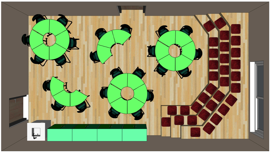Pilnai sukomplektuotas, suprojektuotas kultūrinės ir bendruomeninės erdvės sprendimas, pritaikytas įvairioms veikloms – edukacijoms, kūrybinėms dirbtuvėms, diskusijoms, pristatymams ir mažiems renginiams