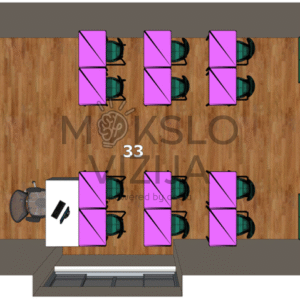 mūsų pačių sukurtas meno užsiėmimų erdvės sprendimas, pritaikytas dailės, dizaino, rankdarbių ir kitoms kūrybinėms veikloms