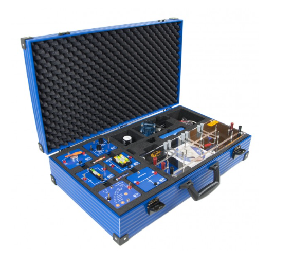 E-mobilumo mokomojo stendo komponentų rinkinys lagamine