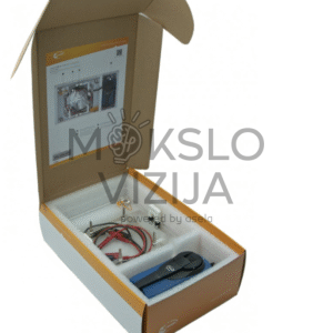 Rankinio generatoriaus mokomasis rinkinys dėžėje su laidais ir jungimo platforma.