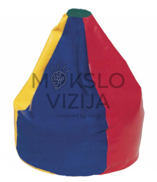 Kriaušės formos minkštas pufas su PVC užvalkalu ir stabilia forma.