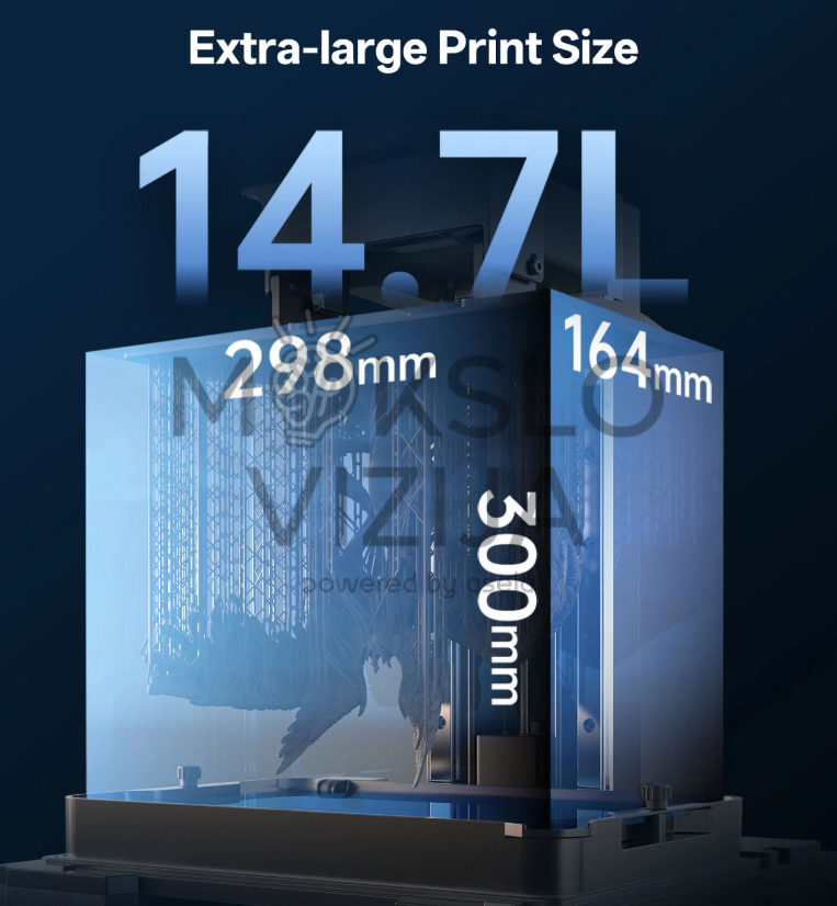 Dervinis 3D spausdintuvas su 14,7 litro spausdinimo kamera ir dideliu darbo plotu