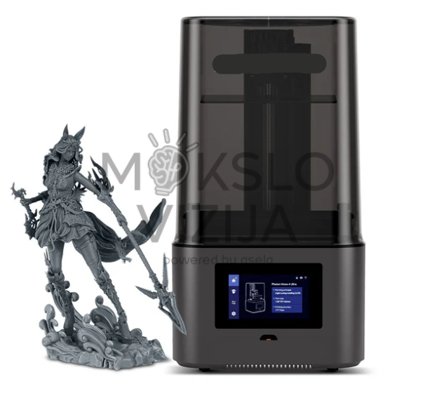 Kompaktiškas dervinis 3D spausdintuvas su uždaru korpusu ir lietimui jautriu ekranu