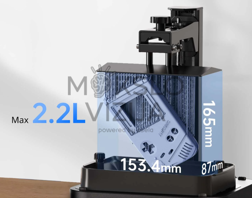 Dervinis 3D spausdintuvas su 2,2 litro spausdinimo kamera ir 165 mm aukščio spausdinimo zona