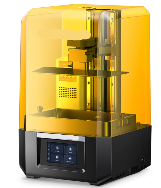 Dervinis 3D spausdintuvas su oranžiniu apsauginiu gaubtu, šildymo moduliu ir oro filtru