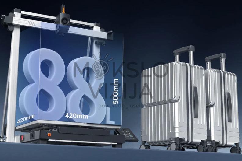 Didelio formato 3D spausdintuvas su 88 litrų spausdinimo tūriu 420x420x500 mm