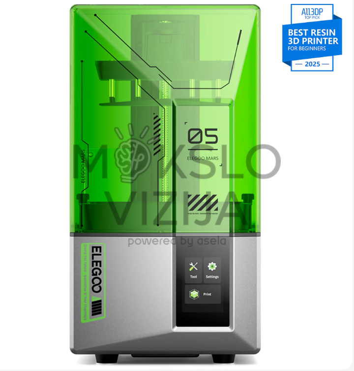 Resin tipo LCD 3D spausdintuvas su žaliu permatomu UV apsauginiu dangčiu ir jutikliniu valdymo ekranu priekyje