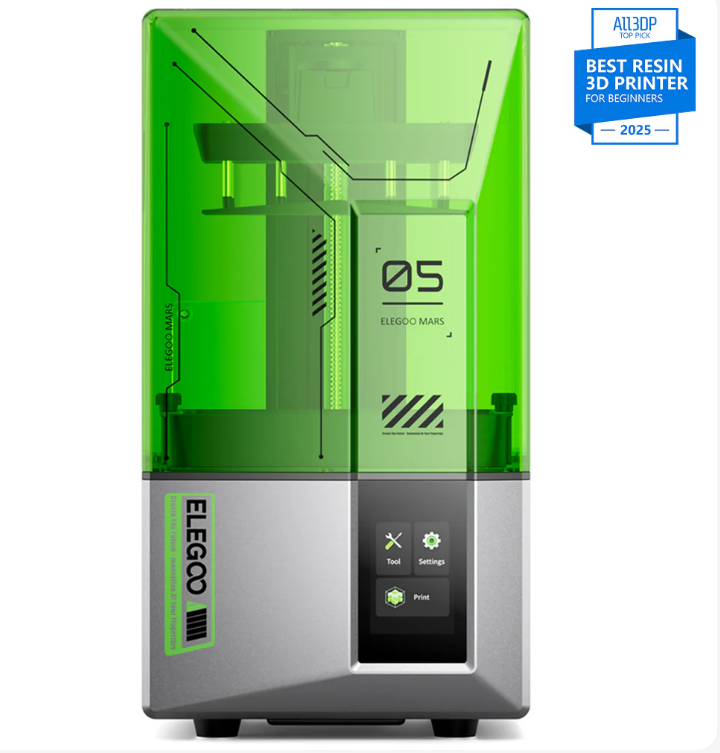 Resin tipo LCD 3D spausdintuvas su žaliu permatomu UV apsauginiu dangčiu ir jutikliniu valdymo ekranu priekyje