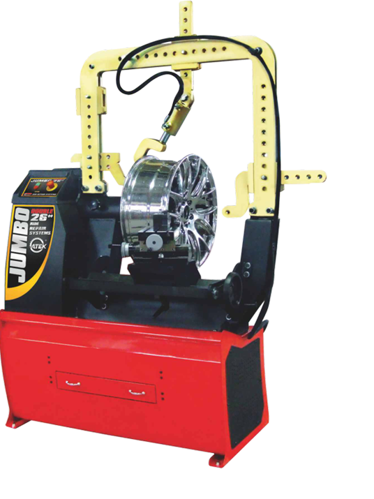 JUMBO DOUBLE ratlankių tiesinimo ir tekinimo staklės skirtos 10–26 colių automobilių ratlankių remontui. Dvigubo stūmoklio hidraulinė sistema užtikrina tikslų deformacijų šalinimą, o integruota tekinimo funkcija leidžia atkurti ratlankio paviršių. Tinkamos intensyviam profesionaliam naudojimui autoservisuose.