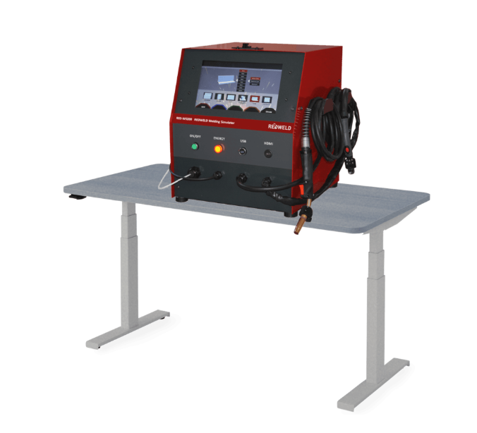 Virtualios realybės suvirinimo treniruoklis REDWELD WS200 su jutikliniu valdymo ekranu ir suvirinimo degiklio simuliatoriumi mokymo laboratorijoms.