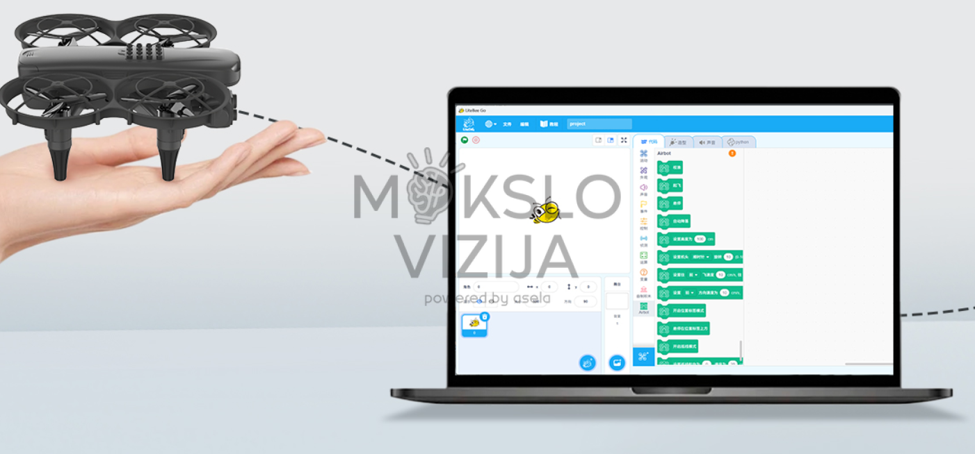 edukacinis dronas su Scratch ir Python programavimo palaikymu