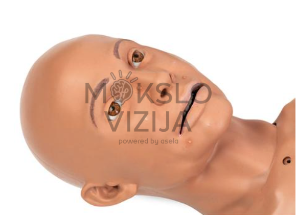 medicininės simuliacijos manekeno veidas vyzdžių reakcijos ir paciento būklės vertinimo mokymams