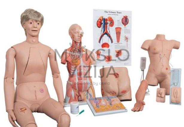 slaugos laboratorijos mokymo rinkinys su manekenu anatomijos modeliais ir medicininiais treniruokliais