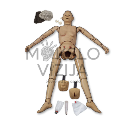 pilno kūno medicininės simuliacijos paciento priežiūros manekenas naudojamas slaugos ir klinikinių procedūrų mokymui ligoninės aplinkoje