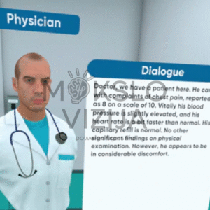 virtualios realybės medicininės simuliacijos dialogas su pacientu skirtas klinikinio vertinimo mokymui
