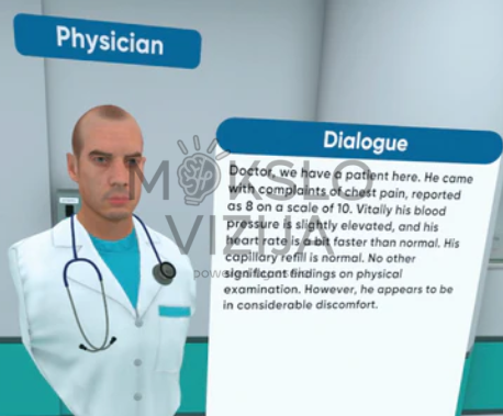 virtualios realybės medicininės simuliacijos dialogas su pacientu skirtas klinikinio vertinimo mokymui