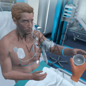 virtualios realybės slaugos mokymo scenarijus su pacientu medicininės simuliacijos aplinkoje