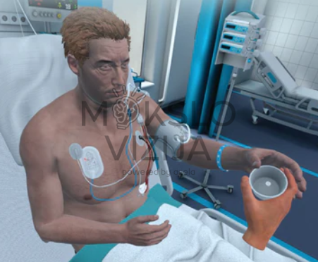 virtualios realybės slaugos mokymo scenarijus su pacientu medicininės simuliacijos aplinkoje