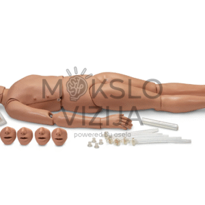 Pilno kūno CPR manekenas su keičiamomis veido dalimis, plaučių sistemomis ir medicininiais priedais mokymams