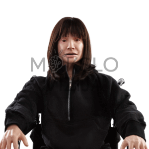 Realistiškas medicininis manekenas su žmogaus veido bruožais skirtas klinikinių situacijų ir pacientų priežiūros mokymams