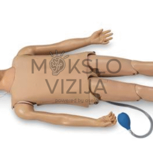 Vaikiškas pilno kūno CPR manekenas su kvėpavimo takų valdymo funkcijomis ir mokymų įranga