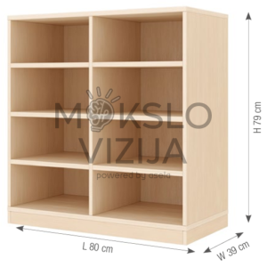 Lentyninė spintelė su 8 skyriais ir ratukais, šviesaus medžio spalvos