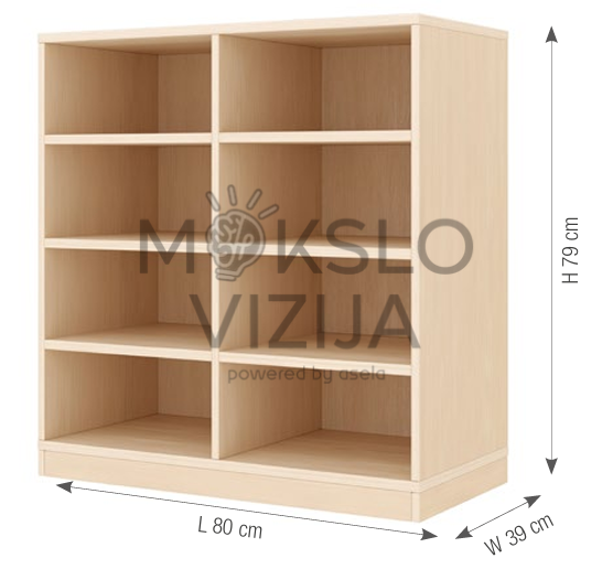 Lentyninė spintelė su 8 skyriais ir ratukais, šviesaus medžio spalvos