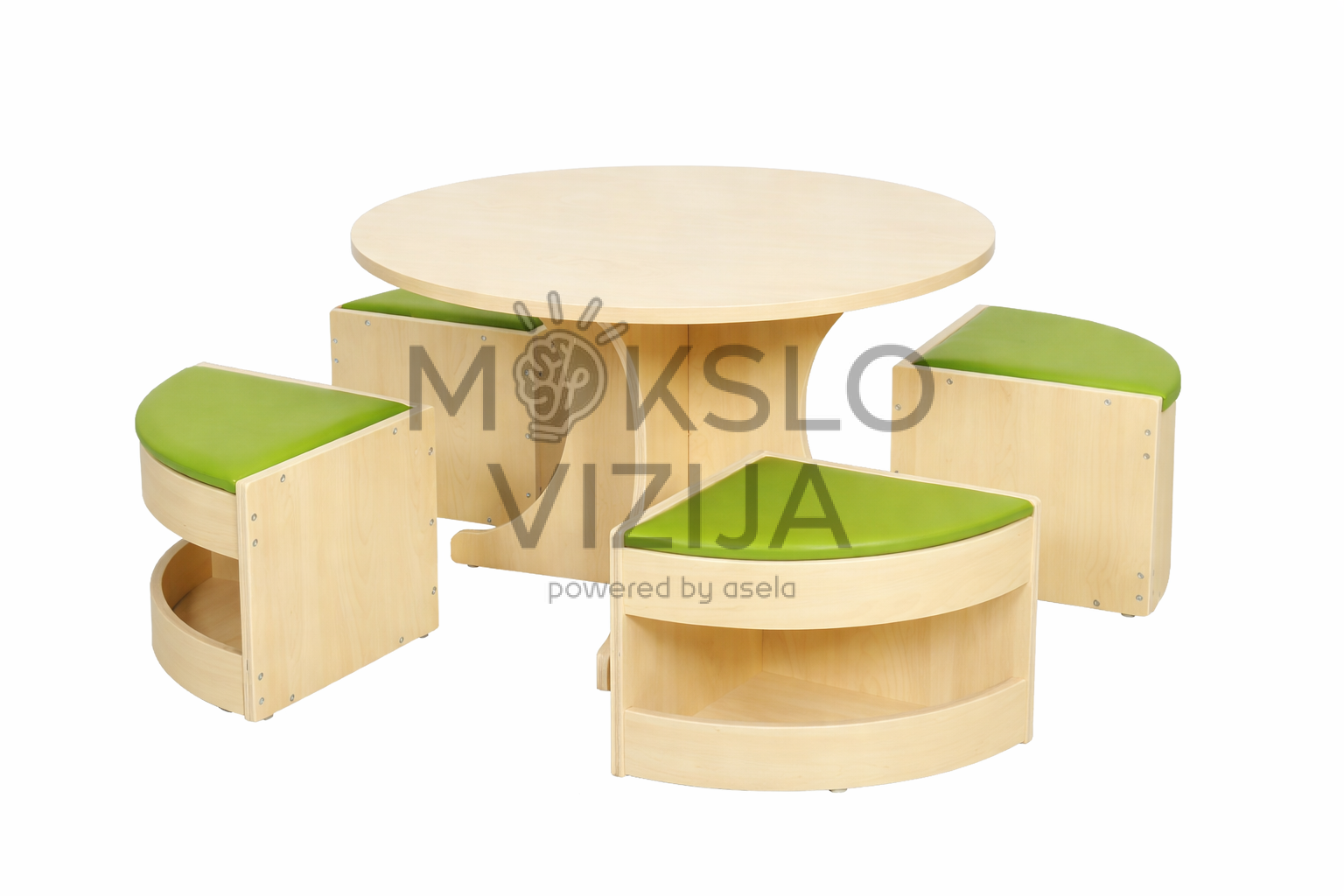 Vaikų baldų komplektas su stalu ir kėdutėmis su laikymo vieta