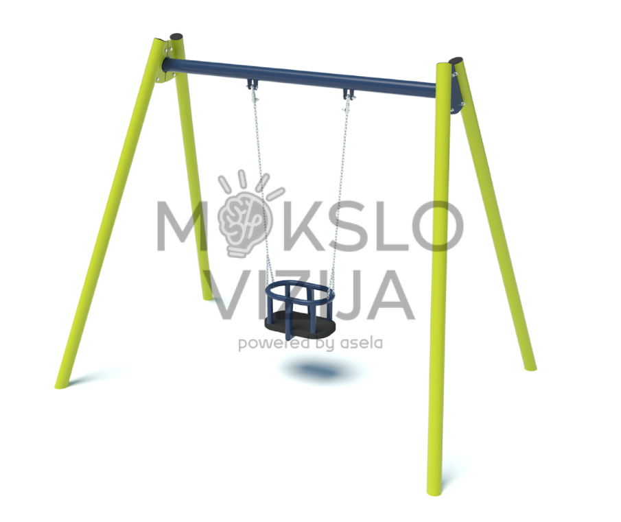 Lauko sūpynės su apsaugine mažų vaikų sėdyne ir tvirta metaline konstrukcija.