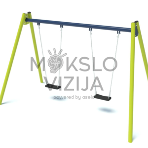 Dvivietės metalinės lauko sūpynės su dviem guminėmis sėdynėmis vaikų žaidimų aikštelei.