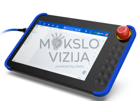Programavimo valdymo pultas pramoniniams robotams su jutikliniu ekranu.