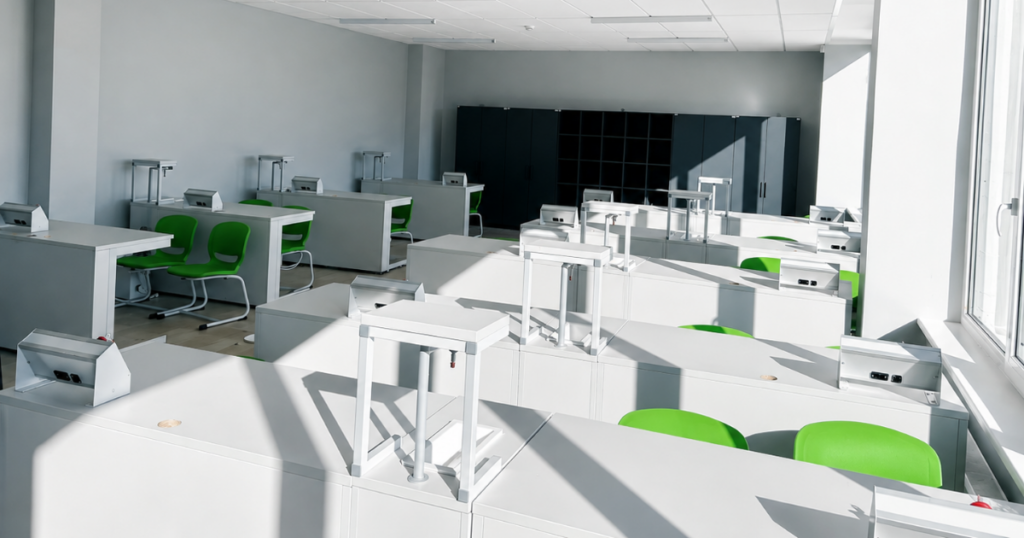Fizikos laboratorija – mokinių darbo vietos ir laboratorinė įranga
